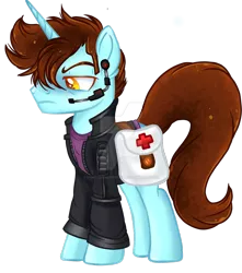 Size: 1920x2173 | Tagged: safe, artist:nightingalewolfie, derpibooru import, oc, oc:minty hooves, pony, bag, clothes, jacket, male, saddle bag, simple background, solo, stallion, transparent background