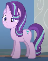 Size: 494x620 | Tagged: safe, artist:agrol, derpibooru import, starlight glimmer, pony, unicorn, headmare of the school, c:, cute, female, glimmerbetes, hair flip, mare, school of friendship, smiling, solo