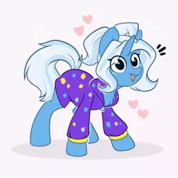 Size: 2000x2000 | Tagged: safe, artist:kebchach, derpibooru import, trixie, pony, unicorn, alternate hairstyle, babysitter trixie, chest fluff, clothes, cute, diatrixes, female, gameloft, gameloft interpretation, heart, high res, hoodie, jacket, looking at you, mare, open mouth, pigtails, ponytail, simple background, smiling, solo, twintails, white background