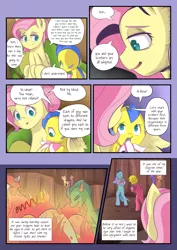 Size: 2893x4092 | Tagged: safe, artist:mustachedbain, derpibooru import, fluttershy, smolder, oc, oc:izen, dragon, pegasus, pony, comic:my dragon children, comic, egg