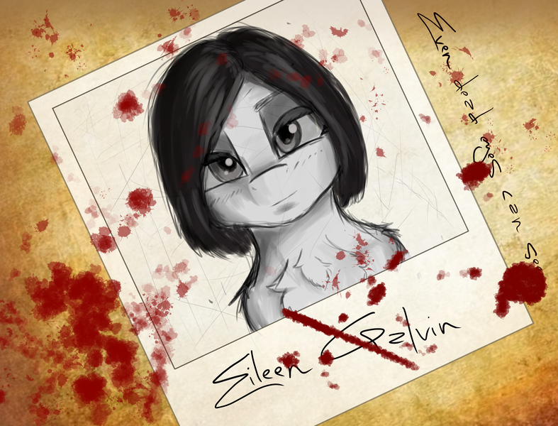 Size: 3500x2668 | Tagged: semi-grimdark, artist:misty horyzon, derpibooru import, ponified, pony, blood splatter, eileen galvin, female, photo, silent hill, sketch, solo, solo female