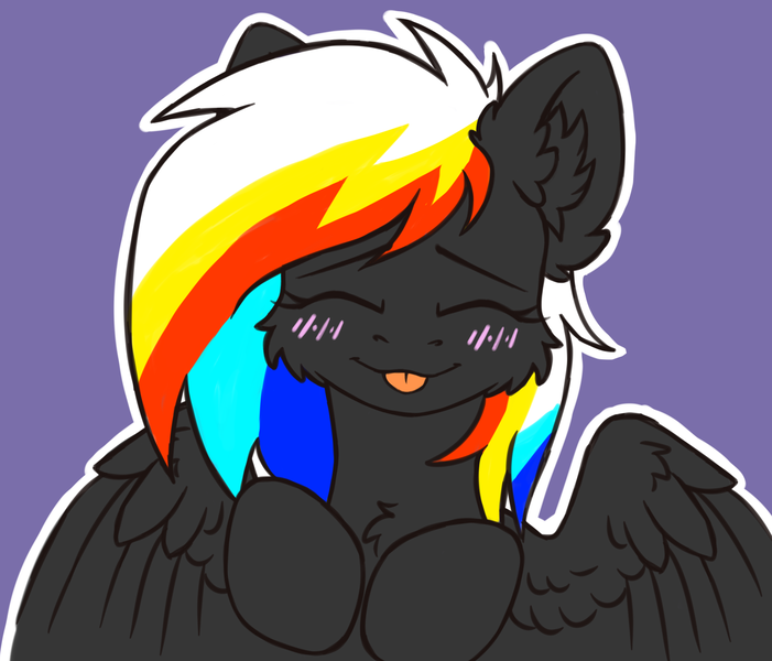 Size: 1949x1668 | Tagged: safe, artist:dark lightning, derpibooru import, oc, oc:darky wings, unofficial characters only, pegasus, pony, multicolored hair, sketch, tongue out, wings