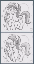 Size: 809x1526 | Tagged: safe, artist:lockerobster, derpibooru import, oc, oc:aqua, oc:coral, unofficial characters only, earth pony, comforting, comic, crying, duo, female, heart, hug, hurt/comfort, mare, phonepones, tears of joy, teary eyes, traditional art