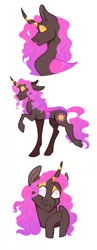 Size: 1280x3300 | Tagged: artist:malphym, changepony, derpibooru import, eyes closed, eyeshadow, female, heart eyes, horn, horn ring, hybrid, jewelry, magical lesbian spawn, makeup, mare, oc, oc:princess rubellite tourmaline, offspring, open mouth, parent:princess celestia, parent:queen chrysalis, parents:chryslestia, raised hoof, raised leg, regalia, ring, safe, simple background, solo, transgender, trans girl, unofficial characters only, white background, wingding eyes