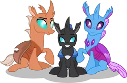 Size: 2668x1738 | Tagged: artist:stellardusk, changedling, changedling oc, changeling, changeling oc, cute, cuteling, derpibooru import, family, fanfic:the bug in the basement, father and child, father and son, female, male, mother and child, mother and father, mother and son, oc, oc:beebee, safe, simple background, transparent background