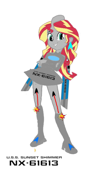 Size: 453x735 | Tagged: safe, artist:jrshinkansenhorse, derpibooru import, sunset shimmer, oc, oc:starship sunset shimmer, ponified, object pony, original species, spaceship ponies, equestria girls, crossover, nacelles, spaceship, star trek, star trek: sunset shimmer, star trek: sunset shimmer ponified, starfleet, uss sunset shimmer, warp nacelles