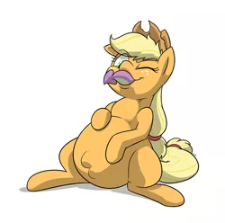 Size: 2146x2130 | Tagged: suggestive, artist:mickeymonster, derpibooru import, applejack, spike, earth pony, pony, abdominal bulge, applespike, belly, cropped, female, fetish, male, mare, predajack, shipping, spikeprey, straight, tail sticking out, throat bulge, tongue out, vore
