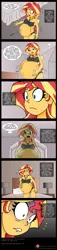 Size: 2089x9108 | Tagged: safe, artist:niban-destikim, artist:pacificside18, derpibooru import, sunset shimmer, comic:inner thoughts, equestria girls, bed, bedroom, belly, belly button, big belly, clothes, comic, disbelief, frightened, geode, geode of empathy, kicking, lamp, magical geodes, nightstand, onomatopoeia, pregnant, pregnant equestria girls, rubbing, sunset preggers, wat, wide eyes