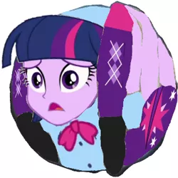 Size: 341x341 | Tagged: safe, artist:sonicdefenders, derpibooru import, twilight sparkle, equestria girls, ball, cursed image, female, inanimate tf, morph ball, simple background, solo, transformation, twiball, white background