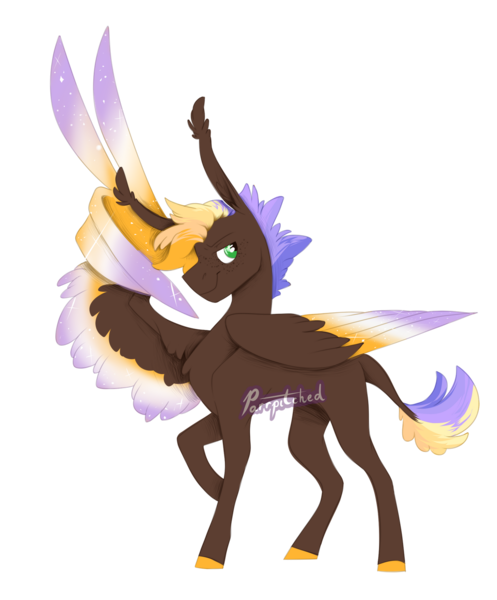 Size: 1280x1544 | Tagged: safe, artist:parrpitched, deleted from derpibooru, derpibooru import, oc, oc:morning star, pegasus, pony, colored wings, male, multicolored wings, simple background, solo, stallion, transparent background, wing hands, wings