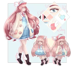 Size: 1800x1600 | Tagged: safe, artist:inlaru, derpibooru import, oc, unofficial characters only, human, adoptable, auction, auction open, chibi, humanized, reference, reference sheet, simple, simple background, watermark