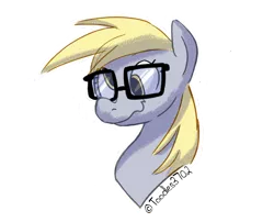 Size: 868x703 | Tagged: safe, artist:toodles3702, derpibooru import, derpy hooves, pegasus, pony, bust, cute, derpabetes, female, glasses, hipster, mare, portrait, signature, simple background, smiling, solo, transparent background