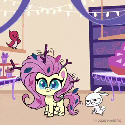 Size: 900x900 | Tagged: safe, derpibooru import, edit, angel bunny, fluttershy, bird, pegasus, pony, my little pony: pony life, animated, fire, katy perry, leaves, messy mane, some mares just want to watch the world burn, sound, this is fine, twig, webm