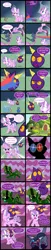 Size: 1920x9453 | Tagged: safe, artist:magerblutooth, derpibooru import, diamond tiara, filthy rich, fluttershy, oc, oc:aunt spoiled, oc:dazzle, oc:handy dandy, oc:il, oc:negative, bird, cat, earth pony, fish, flamingo, imp, mouse, pony, squirrel, comic:diamond and dazzle, comic, fish bowl, fluttershy's cottage, mousified, silhouette, species swap, transformation