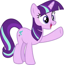 Size: 4000x4070 | Tagged: safe, artist:melisareb, derpibooru import, starlight glimmer, pony, unicorn, harvesting memories, spoiler:harvesting memories, spoiler:mlp friendship is forever, .svg available, absurd resolution, cute, female, glimmerbetes, implied twilight sparkle, inkscape, mane swap, mare, not twilight sparkle, raised hoof, simple background, solo, starlight sparkle, transparent background, vector