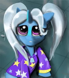 Size: 2400x2698 | Tagged: safe, alternate version, artist:chopsticks, derpibooru import, boulder (pet), trixie, pony, unicorn, alternate hairstyle, babysitter trixie, cheek fluff, chest fluff, clothes, crossing the memes, cute, diatrixes, female, gameloft, gameloft interpretation, high res, hoodie, looking up, mare, meme, pigtails, raised hoof, sailor moon, sailor moon redraw meme, serena tsukino, solo, tsukino usagi, twintails