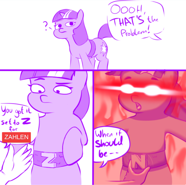 Size: 1279x1268 | Tagged: safe, artist:crade, derpibooru import, edit, editor:kopaleo, twilight sparkle, pony, unicorn, ascension, belt, comic, comic strip, crossing the memes, female, funny, funny as hell, glowing eyes, glowing eyes meme, hand, i'm going to say the n word, lineart, mare, math, math joke, meme, mermaid man and barnacle boy iv, n word, number theory, oh no, pony racism, racism, red eyes, reference, spongebob reference, spongebob squarepants, unicorn twilight, vulgar, we are going to hell, wumbo, xk-class end-of-the-world scenario, ziggers