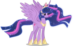 Size: 4000x2539 | Tagged: safe, artist:orin331, derpibooru import, princess twilight 2.0, twilight sparkle, twilight sparkle (alicorn), alicorn, pony, the last problem, alternate universe, crown, cutie mark, ethereal mane, female, hoof shoes, jewelry, mare, peytral, regalia, simple background, smiling, solo, starry mane, tiara, transparent background, ultimate twilight