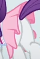 Size: 140x205 | Tagged: safe, derpibooru import, screencap, rarity, pony, unicorn, sleepless in ponyville, bum, butt, clothes, cropped, dress, female, mare, picture for breezies, plot, technically an upskirt shot