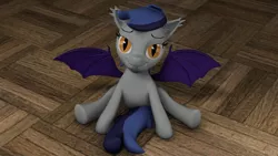 Size: 1280x720 | Tagged: safe, artist:batponyecho, derpibooru import, oc, oc:echo, unofficial characters only, bat pony, pony, 3d, bat pony oc, bat wings, behaving like a cat, belly, chubby, cute, fangs, female, looking at you, mare, sfm pony, sitting, smiling, smiling at you, solo, source filmmaker, starring at you, tail, wings