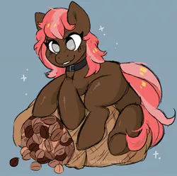 Size: 1451x1443 | Tagged: artist:skyeskyekitty, bag, coffee, derpibooru import, female, mare, oc, oc:scarlet trace (coffee bean), safe