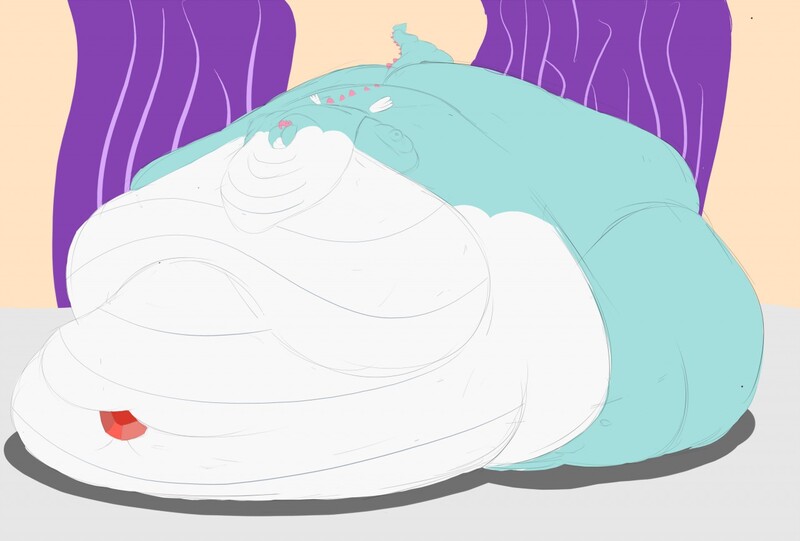 Size: 1280x866 | Tagged: artist:astr0zone, belly, belly jewel, big belly, bingo wings, blob, blobface, butt, chubby cheeks, derpibooru import, double chin, dragon, dragoness, fat, fat tail, female, flabby chest, huge belly, huge butt, immobile, impossibly large belly, impossibly large butt, impossibly large everything, impossibly obese, large butt, mechanical blindness, morbidly obese, multichin, neck roll, obese, oc, oc:dim sum the dragon, questionable, rolls of fat, solo, solo female, thighs, thunder thighs, triple chin, unofficial characters only