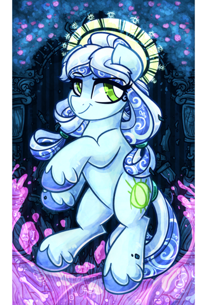 Size: 680x1000 | Tagged: safe, artist:azimooth, derpibooru import, oc, oc:thauma disk, earth pony, pony, ask thaumaturge pony, female, mare, solo