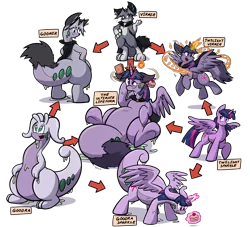 Size: 7122x6480 | Tagged: absurd resolution, alicorn, artist:virmir, character, combination, combine, derpibooru import, fox, fusion, fusion diagram, goodra, half-life, hexafusion, levitation, magic, non-pony oc, oc, oc:virmir, pokémon, safe, simple background, telekinesis, transparent background, twilight sparkle, twilight sparkle (alicorn), underhoof