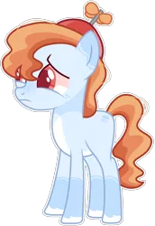 Size: 876x1270 | Tagged: safe, artist:kurosawakuro, derpibooru import, oc, earth pony, pony, base used, hat, male, offspring, parent:button mash, parent:coconut cream, propeller hat, simple background, solo, teenager, transparent background