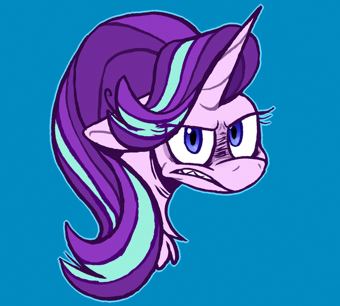 Size: 1635x1473 | Tagged: safe, artist:wutanimations, derpibooru import, starlight glimmer, pony, unicorn, angry, bust, portrait, shark teeth, solo