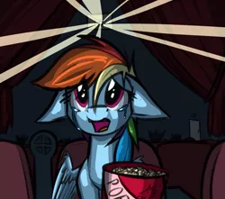 Size: 1131x1000 | Tagged: artist needed, safe, derpibooru import, rainbow dash, pegasus, pony, cinema, crying, floppy ears, food, movie theatre, open mouth, popcorn, solo, teary eyes