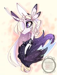 Size: 1024x1338 | Tagged: safe, artist:manella-art, derpibooru import, oc, oc:sunny moonlight, alicorn, pony, bust, chest fluff, ethereal wings, female, hybrid wings, magical lesbian spawn, mare, offspring, parent:rainbow dash, parent:twilight sparkle, parents:twidash, portrait, solo, watermark, wings