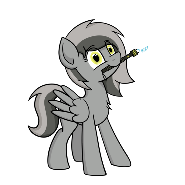 Size: 1200x1200 | Tagged: artist:ponynamedmixtape, derpibooru import, oc, oc:greyscale, safe, simple background, solo, stun baton, transparent background