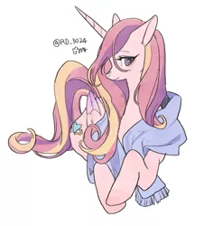 Size: 701x743 | Tagged: safe, artist:rd_3024, derpibooru import, princess cadance, alicorn, pony, clothes, cute, cutedance, female, mare, profile, prone, scarf, simple background, solo, white background