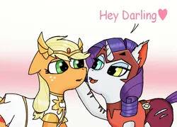 Size: 700x500 | Tagged: safe, artist:eulicious, derpibooru import, applejack, rarity, adora, catra, catradora, crossover, darling, female, heart, lesbian, raricat, rarijack, she-ra, she-ra and the princesses of power, shipping, simple background