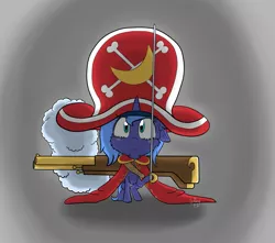 Size: 1993x1762 | Tagged: alicorn, artist:shinycyan, cute, derpibooru import, determined, female, filly, fluffy, gun, hat, one piece, pirate, pirate hat, pirate outfit, princess luna, safe, solo, sword, weapon, woona, younger