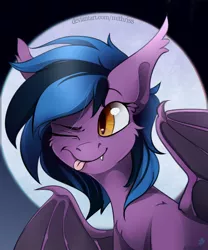 Size: 2500x3000 | Tagged: safe, artist:mithriss, derpibooru import, oc, oc:stormy night, bat pony, bat pony oc, bat wings, moon, wings