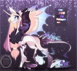 Size: 1024x956 | Tagged: safe, artist:manella-art, derpibooru import, oc, oc:sunny moonlight, alicorn, pony, chest fluff, ethereal wings, female, hybrid wings, leonine tail, magical lesbian spawn, mare, offspring, parent:rainbow dash, parent:twilight sparkle, parents:twidash, solo, tail feathers, wings