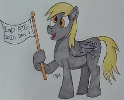 Size: 1897x1539 | Tagged: safe, artist:rapidsnap, derpibooru import, derpy hooves, pony, equestria daily, atg 2020, flag, newbie artist training grounds, solo, traditional art