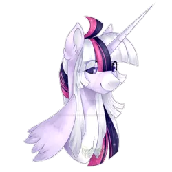 Size: 1280x1280 | Tagged: dead source, safe, artist:eyesorefortheblind, deleted from derpibooru, derpibooru import, oc, oc:mystic mysteries, unofficial characters only, alicorn, pony, alicorn oc, bust, deviantart watermark, horn, image, looking at you, obtrusive watermark, png, simple background, solo, transparent background, watermark, wings