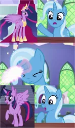 Size: 668x1127 | Tagged: alicorn, all bottled up, artist:lightening-mcqueen, derpibooru import, drama, edit, edited screencap, exploitable meme, magic, meme, princess twilight 2.0, safe, screencap, series finale drama, the last problem, trixie, trixie fixing meme, twilight's kingdom, twilight sparkle, twilight sparkle (alicorn)