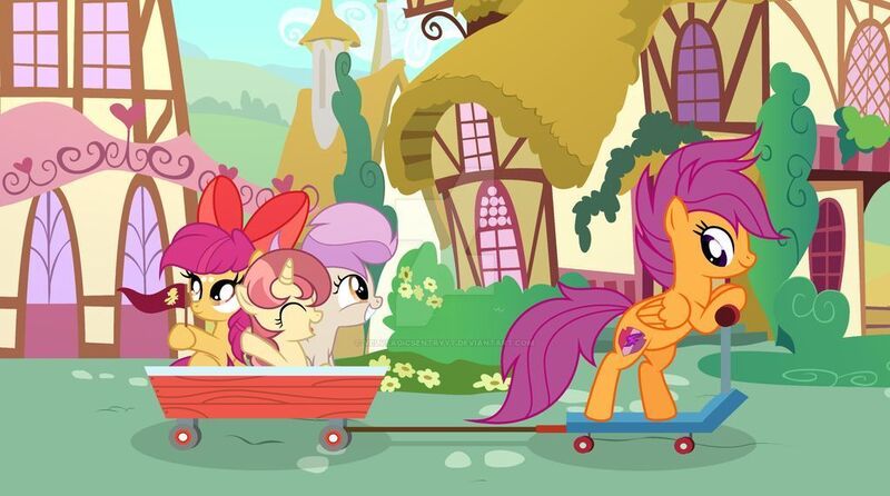 Size: 1024x571 | Tagged: safe, artist:velveagicsentryyt, derpibooru import, scootaloo, oc, oc:apple dance, oc:apple denki, oc:fries, oc:strawberlly, earth pony, pegasus, pony, unicorn, base used, bipedal, bipedal leaning, cutie mark, deviantart watermark, female, filly, flag, guitar, hoof hold, leaning, musical instrument, obtrusive watermark, offspring, older, parent:apple bloom, parent:button mash, parent:rumble, parent:scootaloo, parent:sweetie belle, parent:tender taps, parents:rumbloo, parents:sweetiemash, parents:tenderbloom, scooter, the cmc's cutie marks, watermark