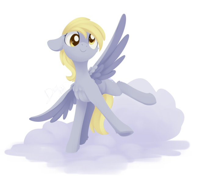 Size: 1719x1590 | Tagged: safe, artist:dusthiel, derpibooru import, derpy hooves, pegasus, pony, cheek fluff, chest fluff, cloud, cute, derpabetes, female, floppy ears, leg fluff, mare, on a cloud, simple background, smiling, solo, transparent background