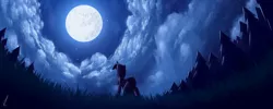 Size: 3000x1200 | Tagged: safe, artist:kridershot, derpibooru import, twilight sparkle, pony, unicorn, cloud, female, forest, full moon, grass, mare, mare in the moon, moon, night, scenery, sky, solo, tree, unicorn twilight