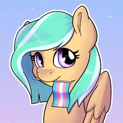 Size: 2256x2256 | Tagged: safe, artist:violyre, derpibooru import, oc, oc:mango foalix, pegasus, pony, pride, pride flag, pride month, solo, transgender, transgender pride flag