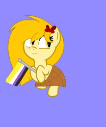 Size: 2500x3000 | Tagged: safe, artist:circuspaparazzi5678, derpibooru import, oc, oc:exotic butters, earth pony, pony, base used, base:sugarsong14, bow, nonbinary, nonbinary pride flag, pride, pride flag, solo