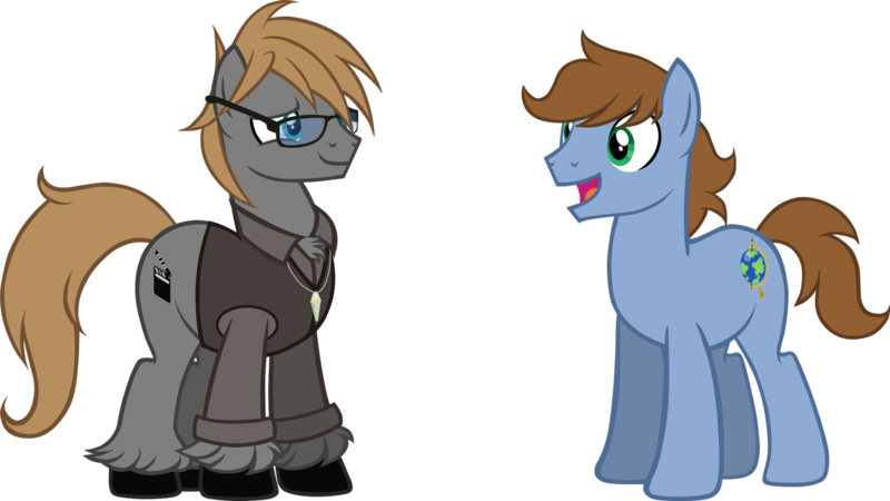 Size: 2000x1125 | Tagged: safe, artist:theeditormlp, derpibooru import, oc, oc:round trip, oc:the editor, earth pony, pony, clothes, glasses, male, shirt, simple background, stallion, transparent background, vest