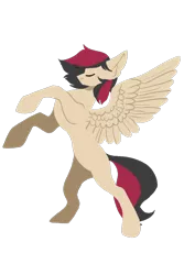 Size: 1000x1500 | Tagged: safe, artist:amethesaladhair, derpibooru import, oc, oc:porsche speedwings, unofficial characters only, pegasus, pony, colored, commission, eyes closed, feather, flat colors, pegasus oc, rearing, simple background, solo, spread wings, transparent background, wings, ych result