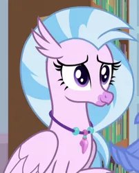 Size: 384x478 | Tagged: a horse shoe-in, cropped, cute, derpibooru import, diastreamies, female, hippogriff, jewelry, necklace, safe, screencap, silverstream, solo focus