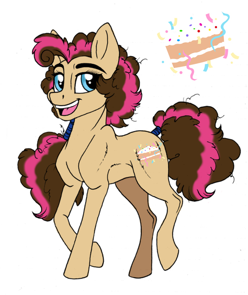 Size: 3852x4584 | Tagged: safe, artist:celestial-rainstorm, derpibooru import, oc, oc:confetti cake, earth pony, pony, absurd resolution, female, mare, offspring, parent:cheese sandwich, parent:pinkie pie, parents:cheesepie, simple background, solo, white background